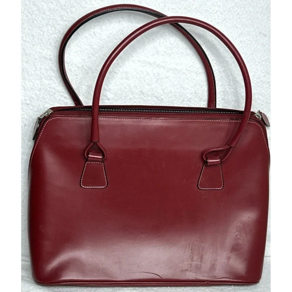 Franklin Covey Leather Bag Red Breifcase Organizer Tote Preppy Lagenlook Vintage